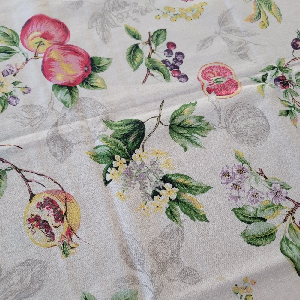 65x50 Fruit & Floral Tablecloth 4 Cloth Napkins Cotton Spring Fresh
